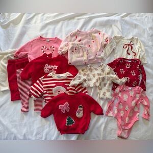 Baby Girl Holiday Festive 14 piece Bundle 3m (Old Navy, Cat & Jack, Garanimals)